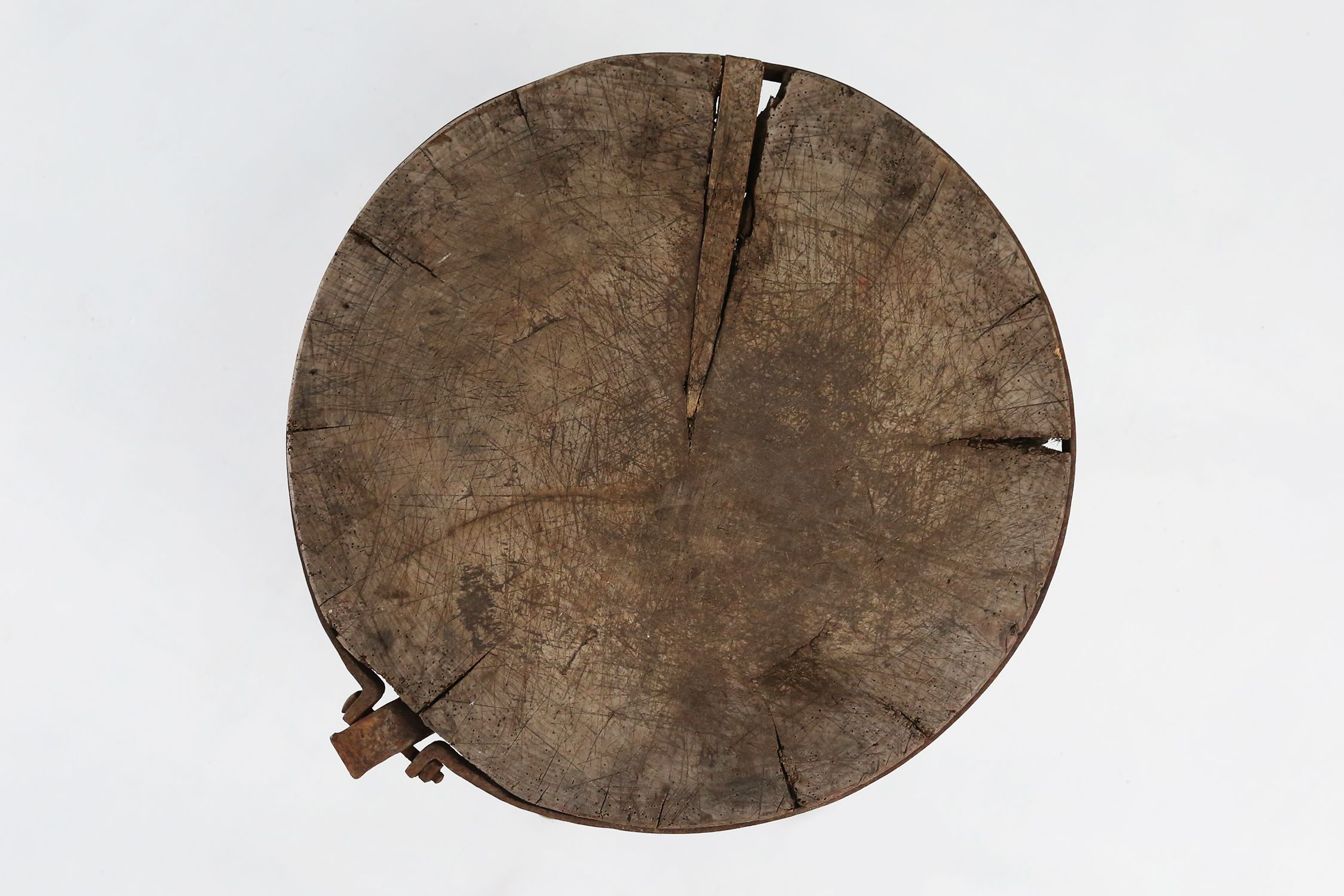 Large rustic French Chopping Block Table, France 1920sthumbnail